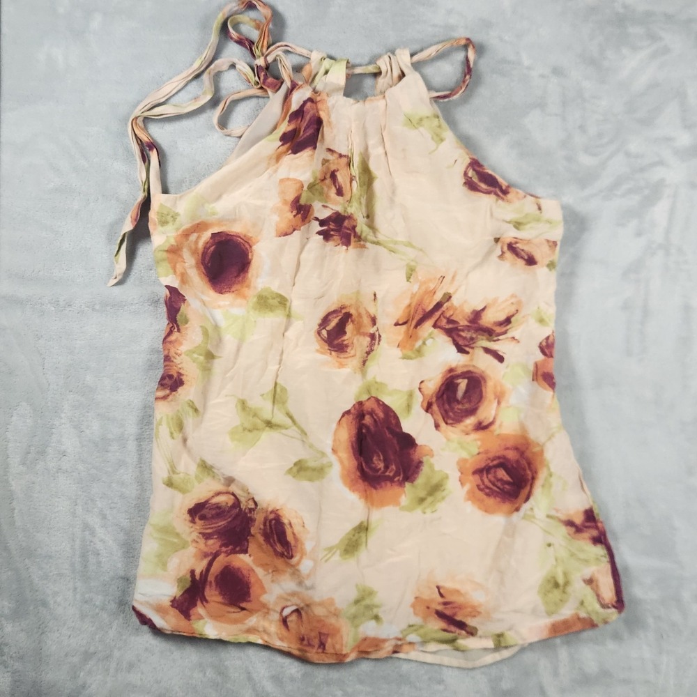 Tommy Bahama Size XS Pink Floral Tank Top Cottagecore Beachy